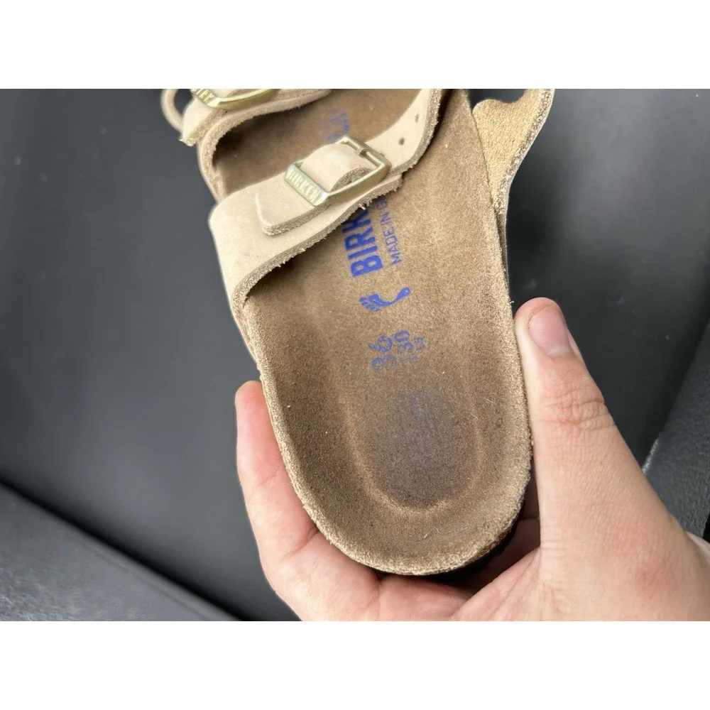 Birkenstock Franca Sandcastle Nubuck Strappy Sandals Tan Brown Womens 36 L5 M3
